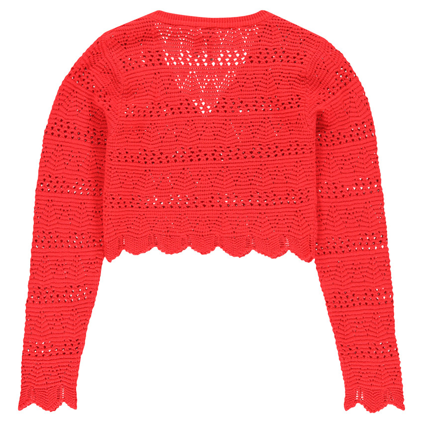 Junior - Gilet court rouge en crochet  