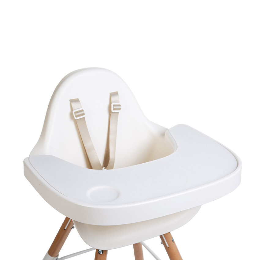 Tablette pour chaise haute Evolu blanc + napperon en silicone 
