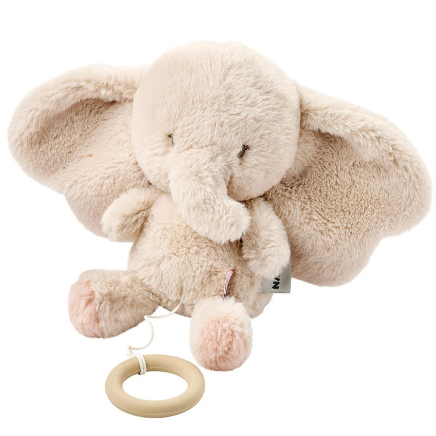 Peluche musicale éléphant - Velours - Fanfan - Sable -24 cm 