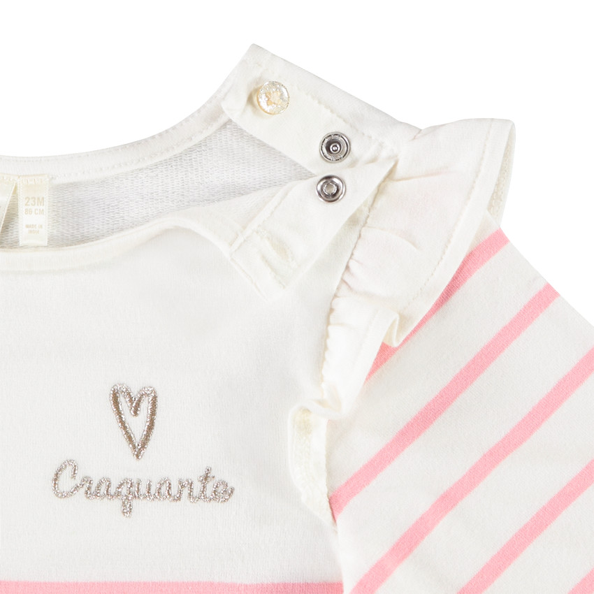 Marinière à volants et broderie dorée pour bébé fille 