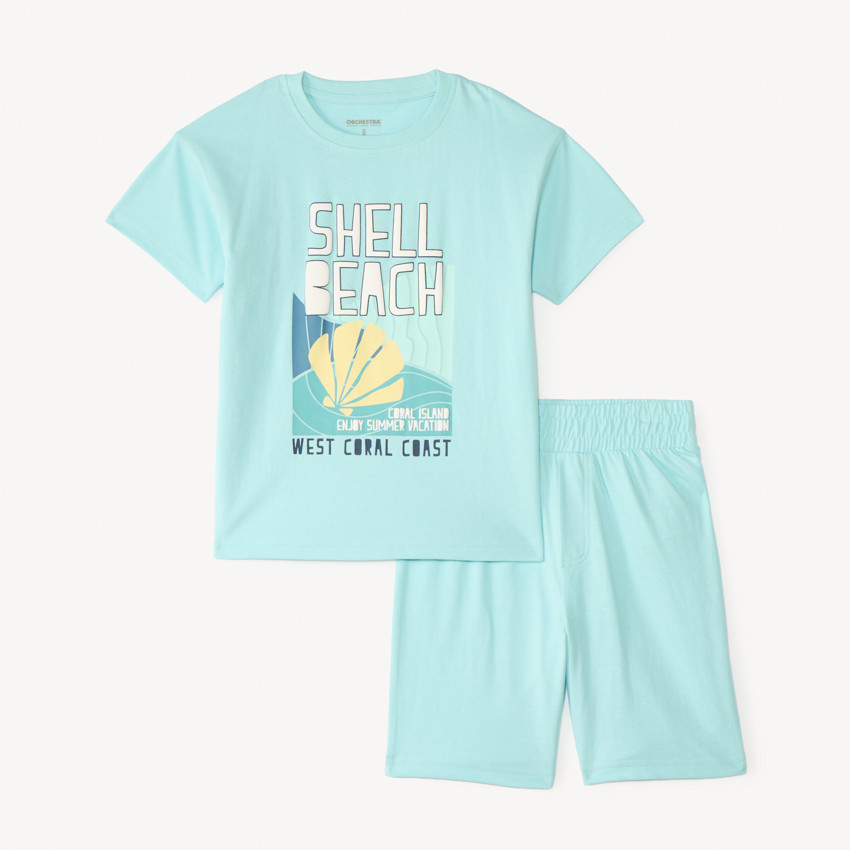 Set de pyjama court 2 pièces t-shirt + short print fantaisie pour garçon