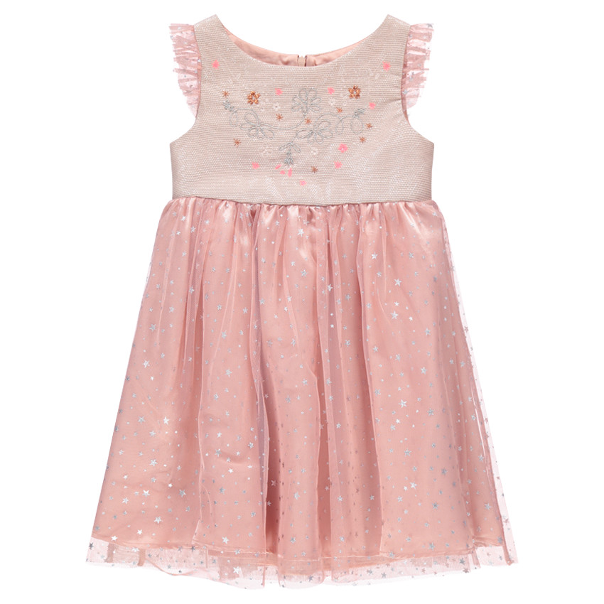 Robe sans manches esprit princesse avec motif floral brodé et tulle 