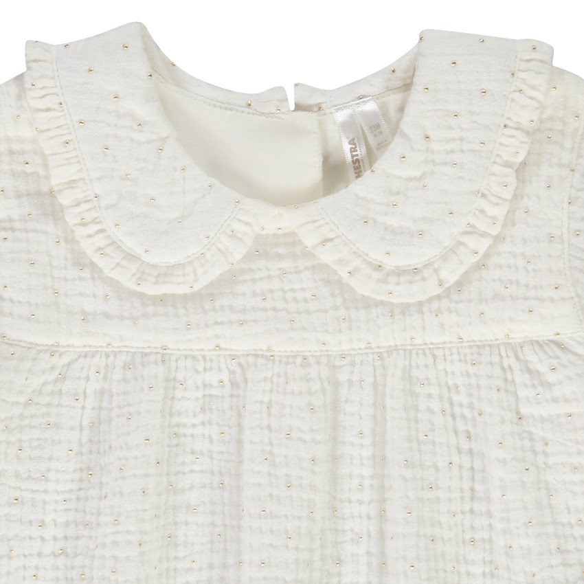 Tunique manches longues à pois dorés pour bébé fille 