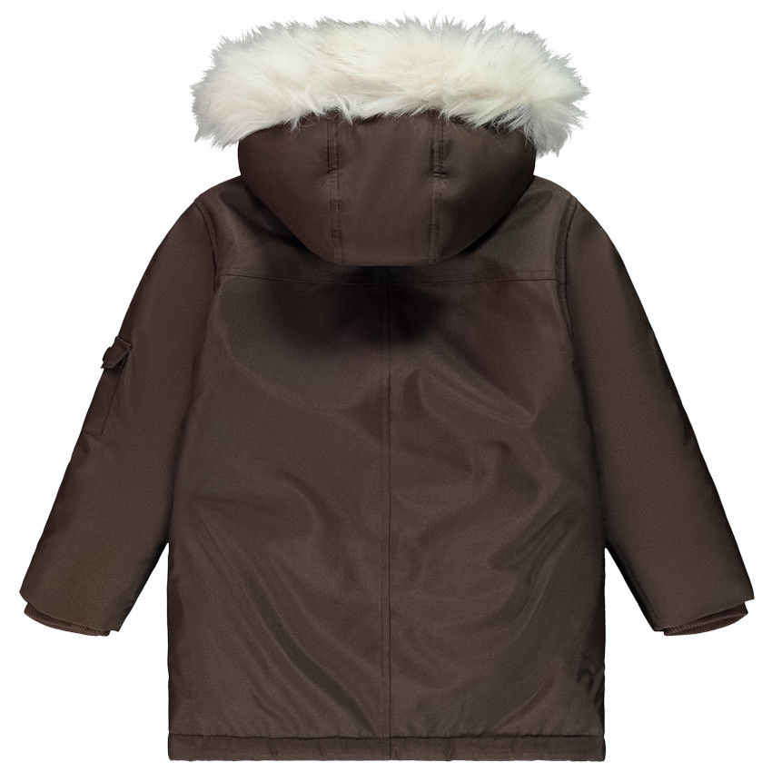 Parka uni en toile avec capuche effet fourrure pour garçon  