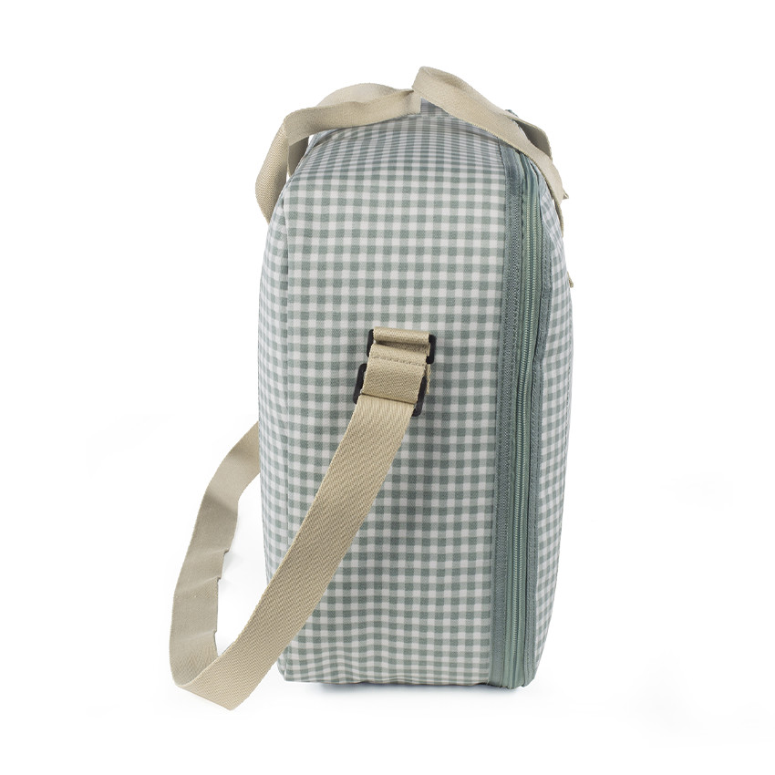Valise bébé de maternité à carreaux I Love Vichy vert 