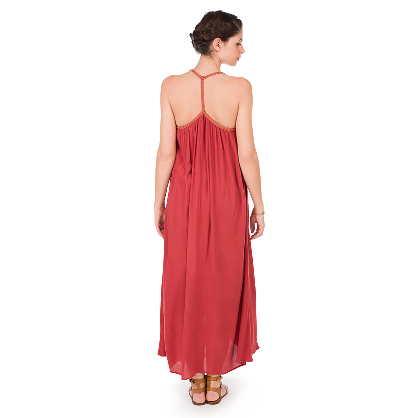 Robe longue de grossesse en crêpe avec bretelles fantaisie 