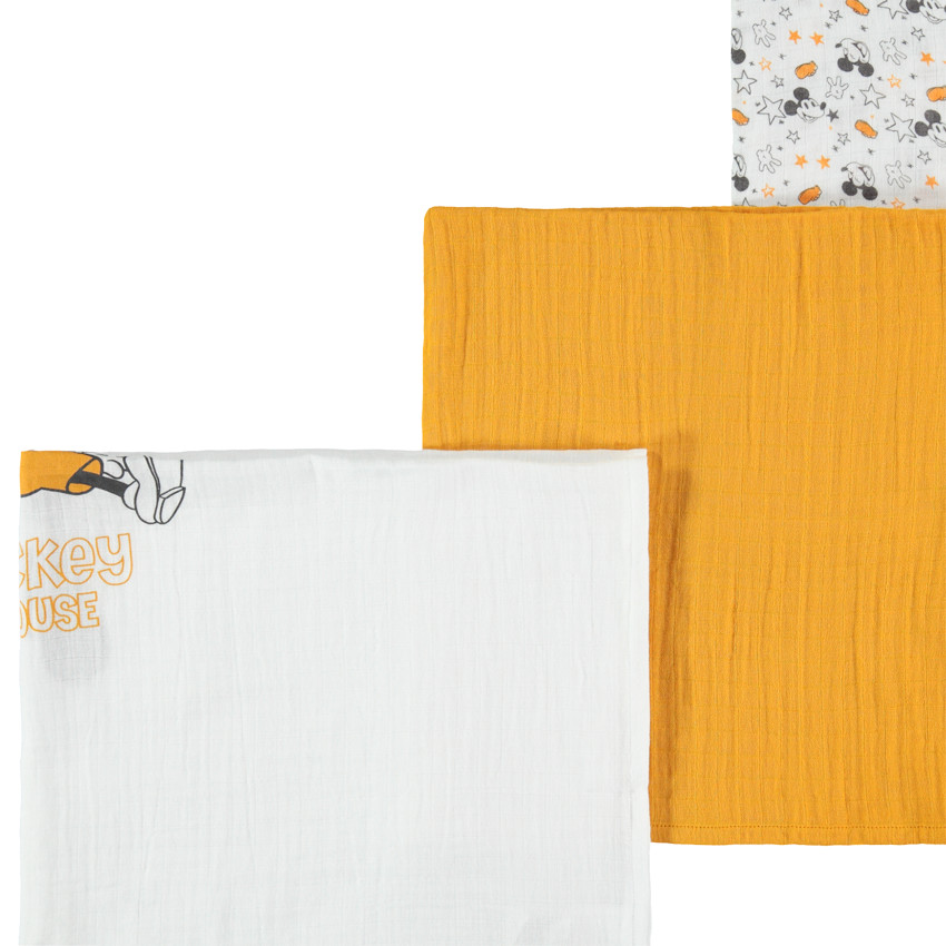 Lot de 3 langes en gaze de coton Mickey Disney   