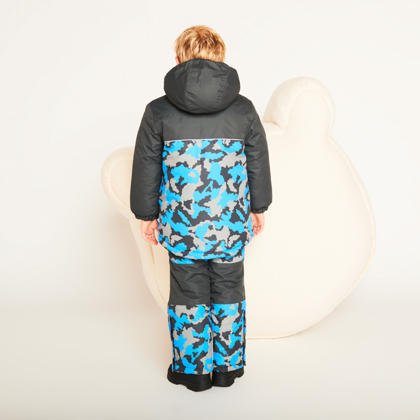 Pantalon de ski imprimé camouflage à bretelles amovibles pour garçon  