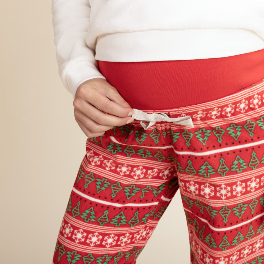 Pyjama turque uni avec manche dentelle de grossesse et allaitement 3 pièces  ROUGE - JENIK 47103 COULEUR Rouge Taille taille XL
