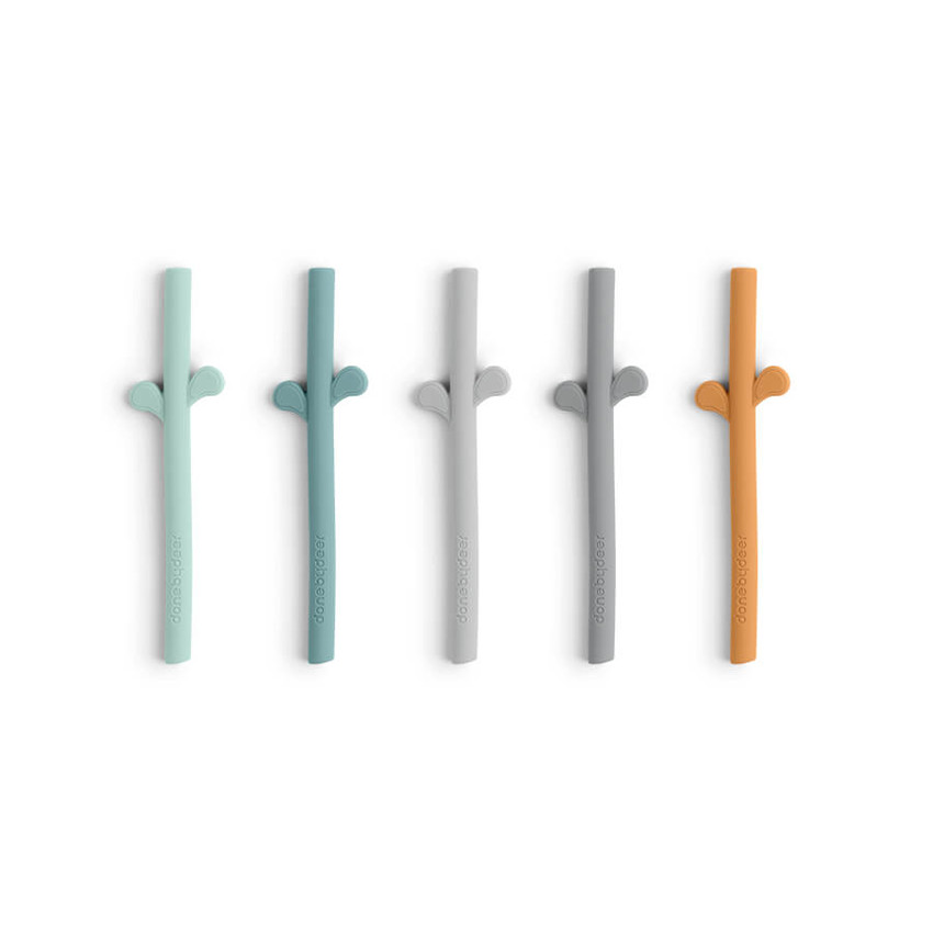Lot de 5 pailles en silicone Peekaboo - Bleu mixte 