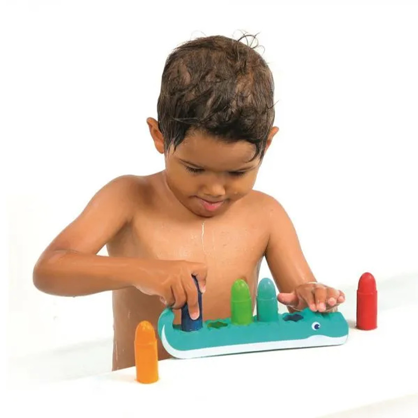 Set de 5 crayons de bain lavables sur crocodile en mousse 