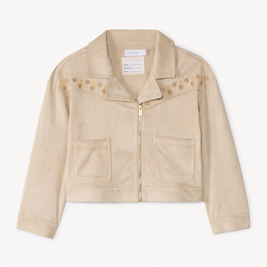 Perfecto en suédine à broderies paisley pour fille