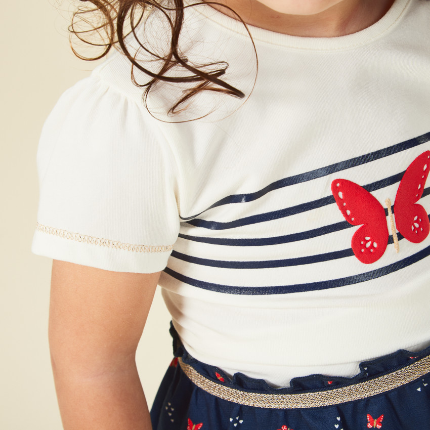 Robe manches courtes effet 2 en 1 motifs papillons pour bébé fille 
