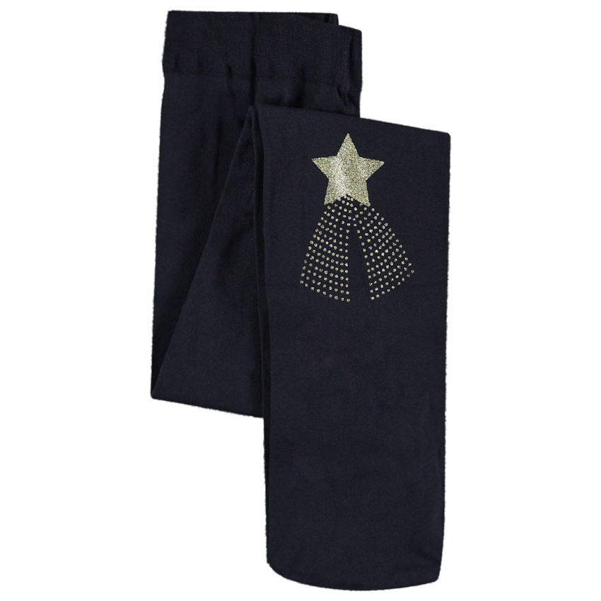 Collant fin avec étoile dorée printée