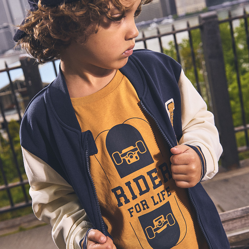 Gilet en molleton effet bombers fantaisie avec patch brodé pour garçon 