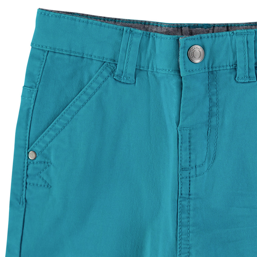 Pantalon surteint bleu en toile avec poches Main Pantalon surteint bleu en toile avec poches