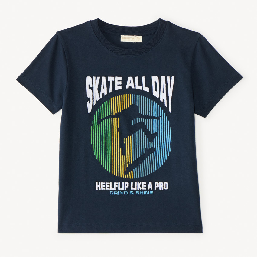 T-shirt manches courtes broderie skateur pour garçon