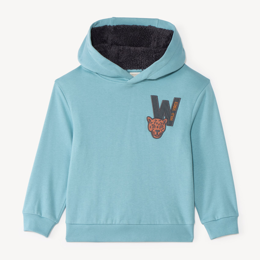 Sweat capuche garçon molleton doublé sherpa 