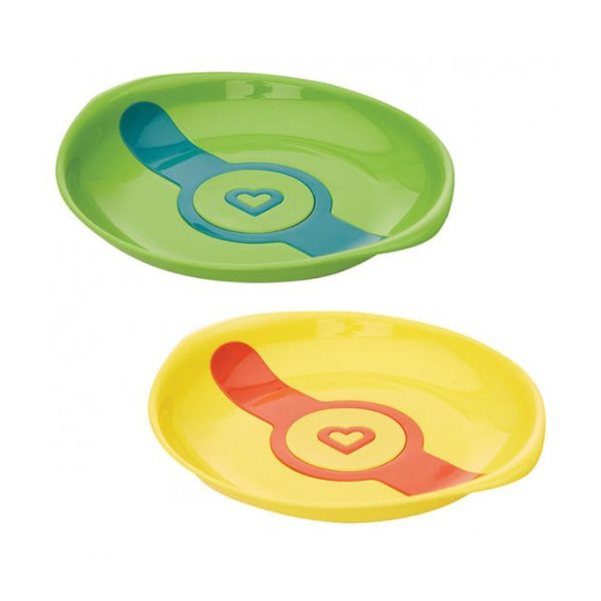 Lot de 2 assiettes thermosensibles White Hot – Vert/jaune 