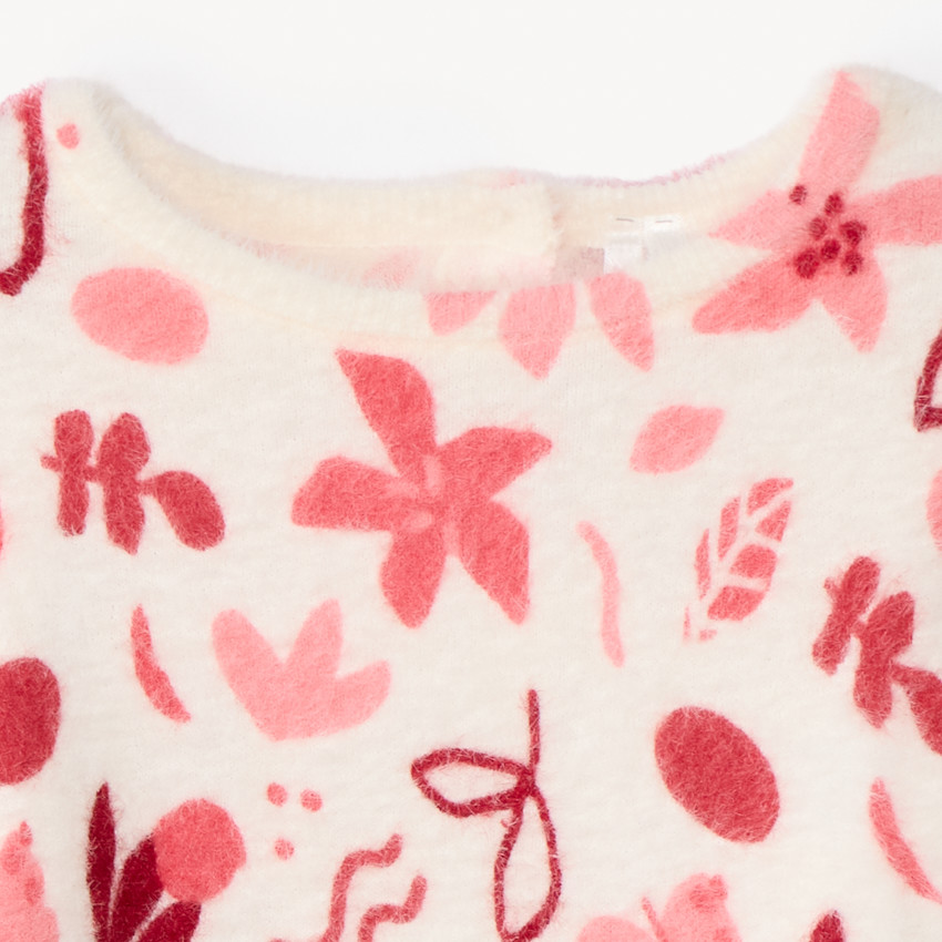 Pull manches longues pelucheux imprimé arty pour bébé fille  