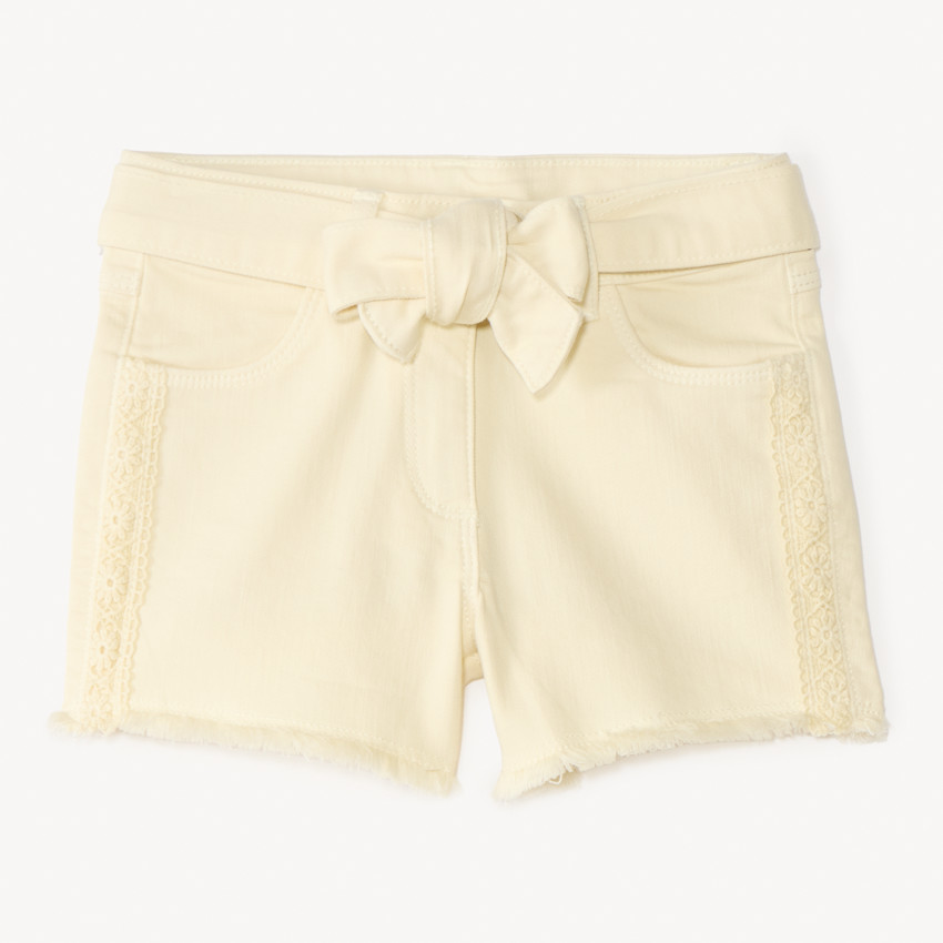 Short en jean avec détails brodés et ceinture à nouer pour fille  
