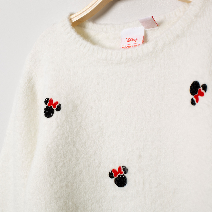 Pull en tricot motif Minnie Disney strass fantaisie 