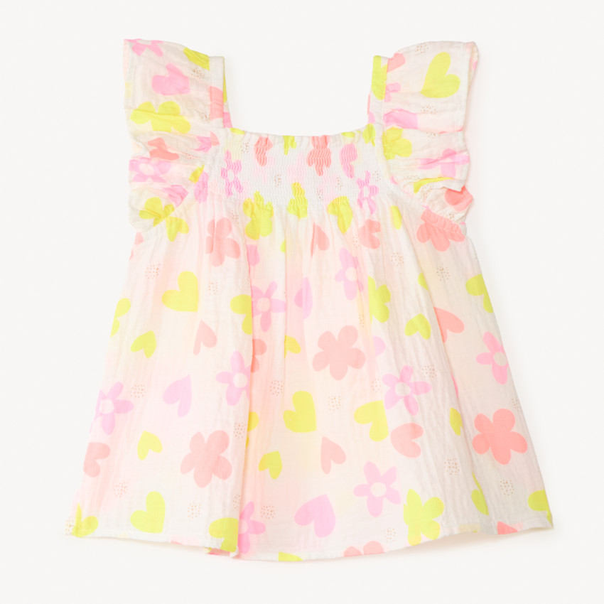 Tunique à bretelles volantées imprimé fantaisie coloré pour fille