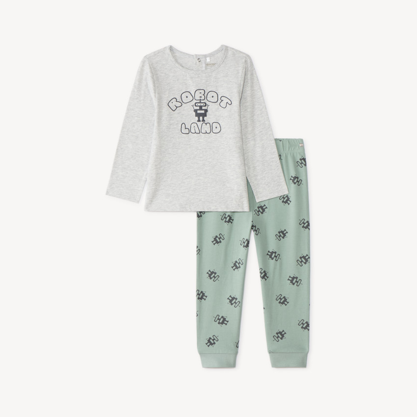 Pyjama 2 pièces long bébé garçon motif robot (Finitions différentes selon l'âge) 