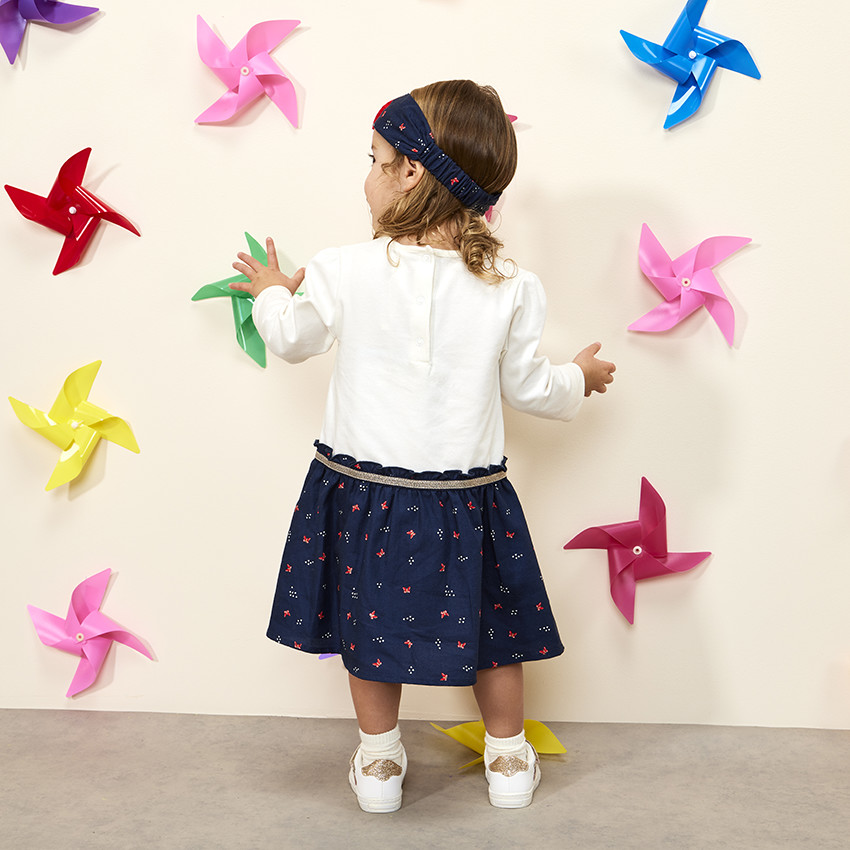 Robe manches longues effet 2 en 1 motifs papillons pour bébé fille 