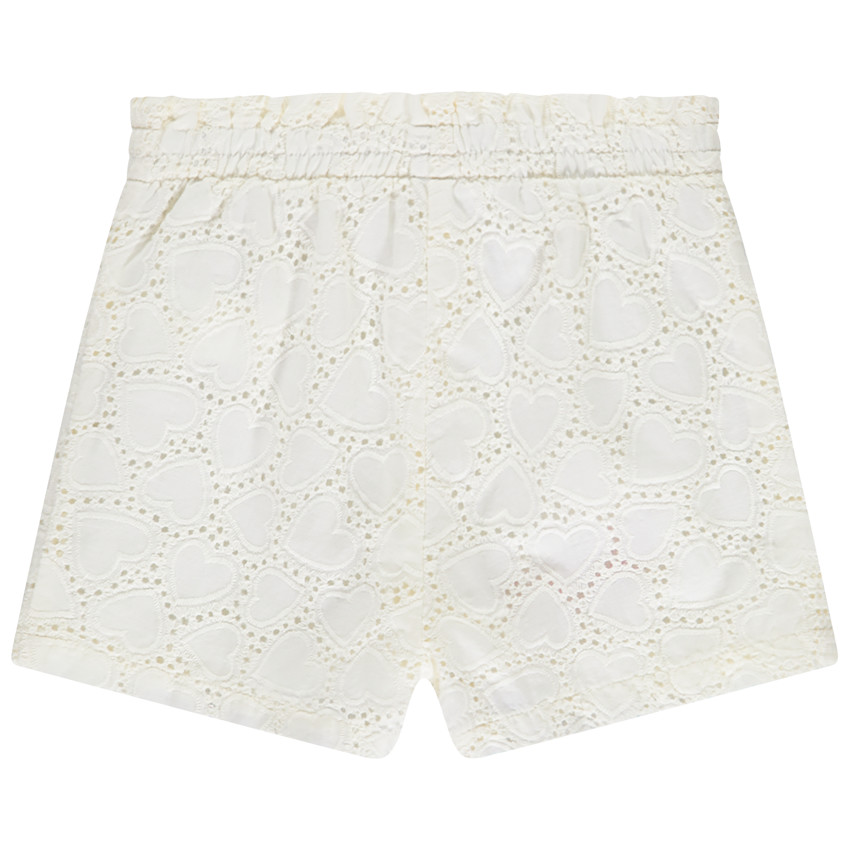 Short uni en broderie anglaise et nœud fantaisie pour bébé fille  