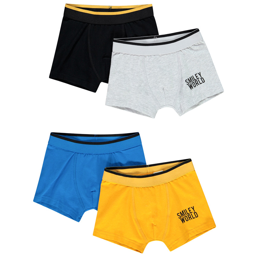 Lot de 4 boxers en coton print SmileyWorld pour enfant garçon 