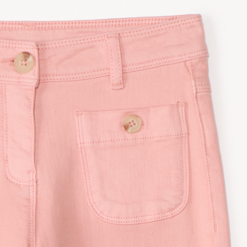 Jean large uni à boutons imitation corne pour fille 