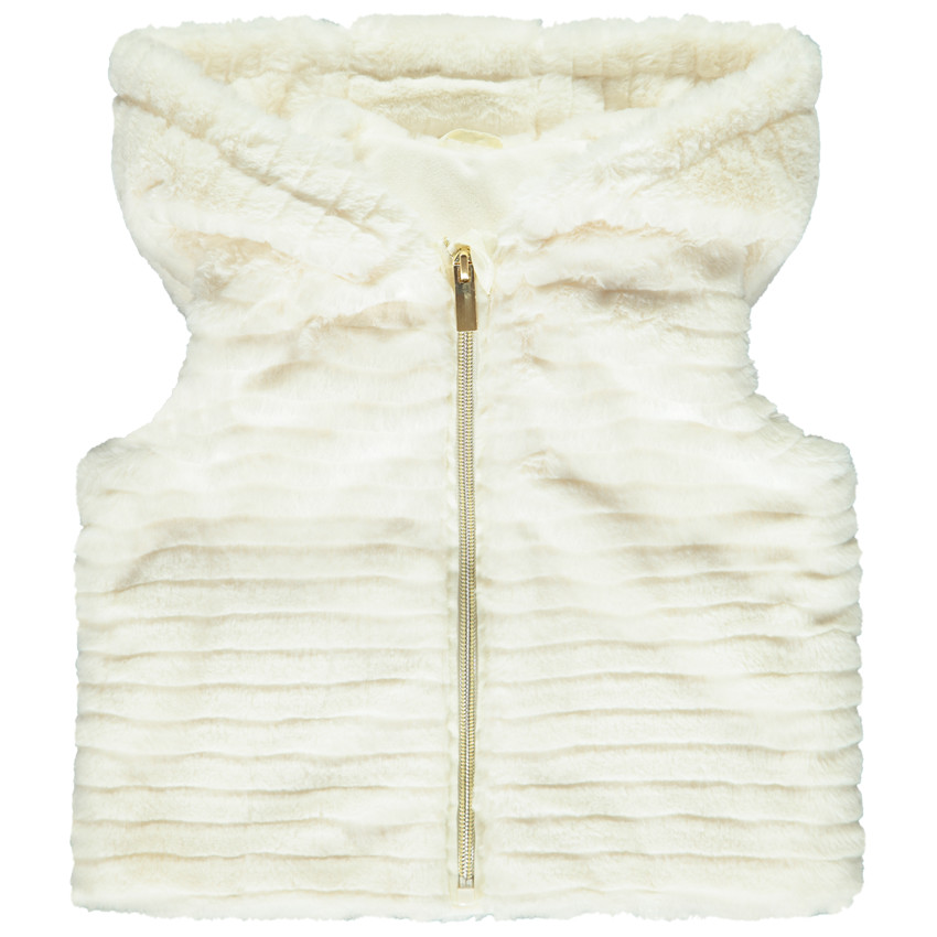 Doudoune manches longues en twill et sherpa + gilet pour fille 