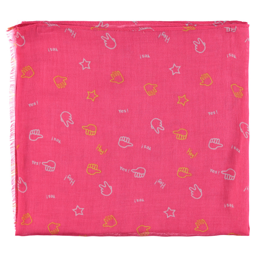 Chèche en voile de viscose avec symboles all-over 