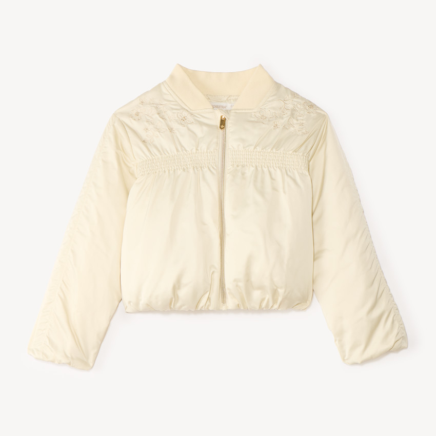 Veste bomber fille en toile avec broderie fleurie 