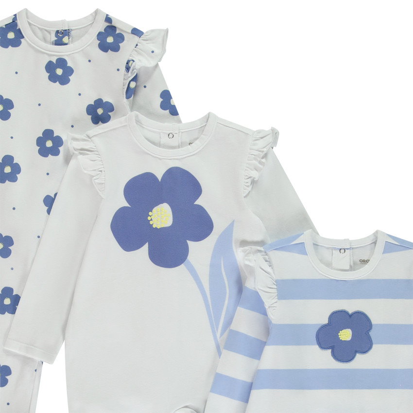 Lot de 3 dors-bien floraux pour bébé fille avec ouvertures différentes selon l'âge 