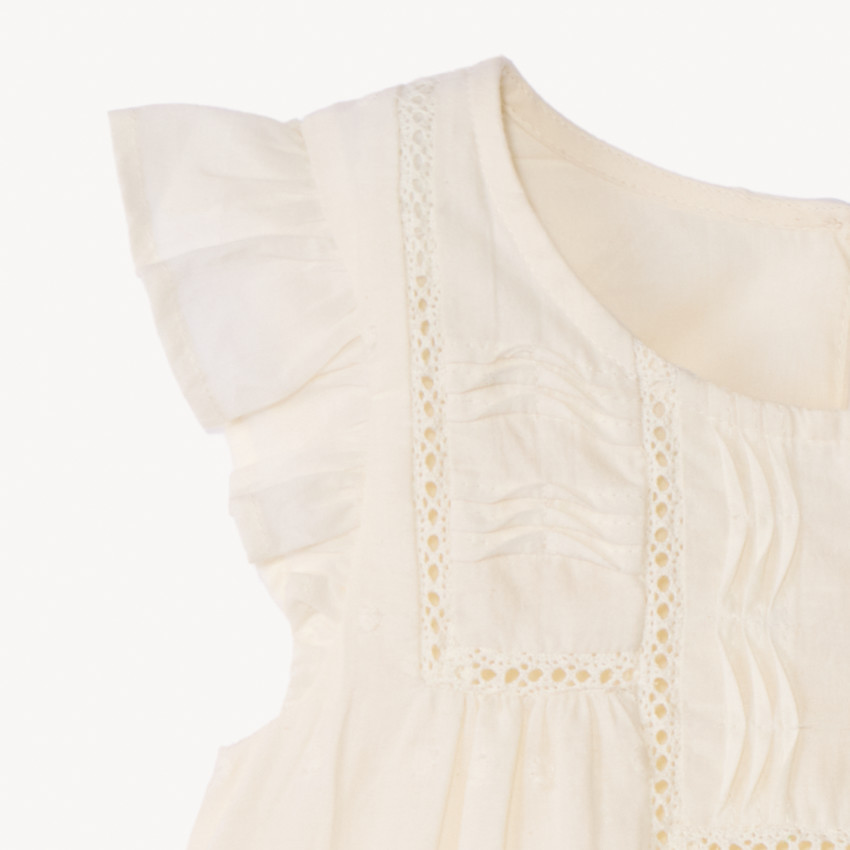 Tunique manches courtes à volants et broderies pour bébé fille 