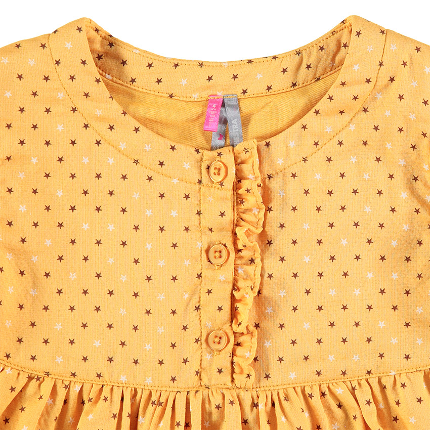 Tunique manches longues moutarde avec pois imprimés all-over 