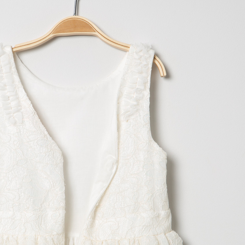 Robe de cérémonie blanche en dentelle et tulle pour fille 