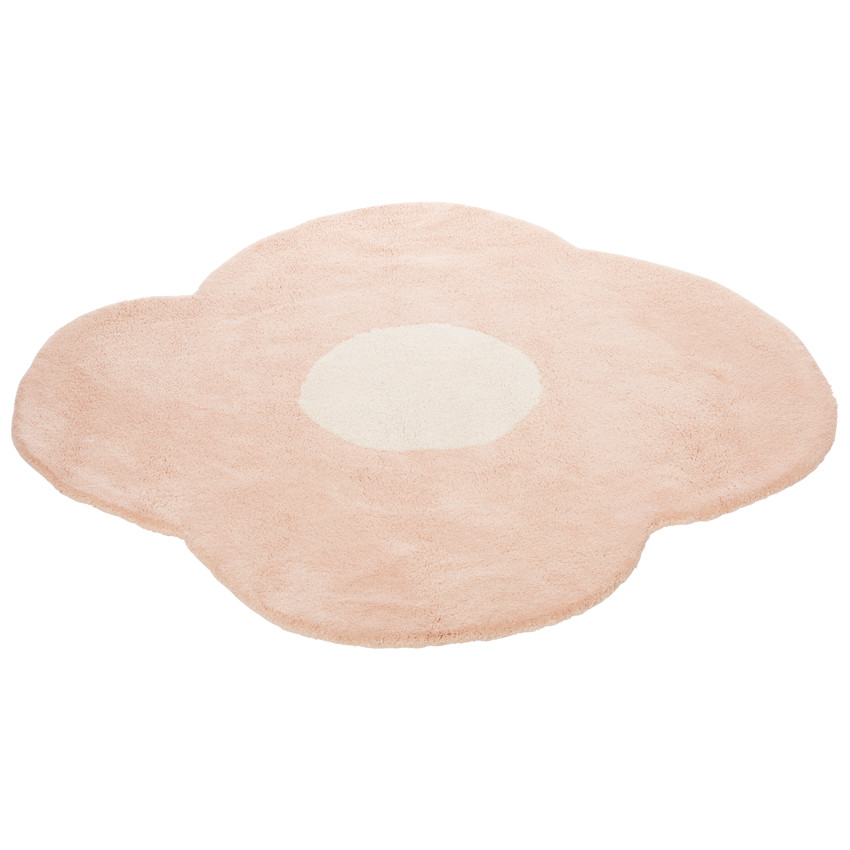 Tapis forme fleur en coton tissé main 100x100 cm 