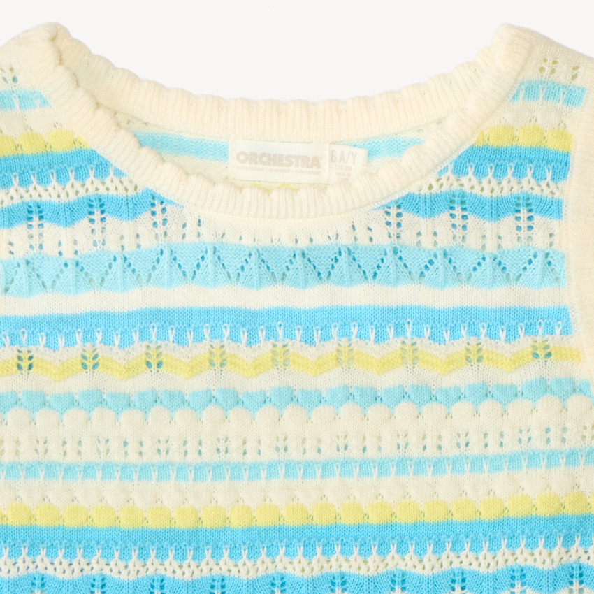 Débardeur en tricot ajouré fantaisie pour fille 