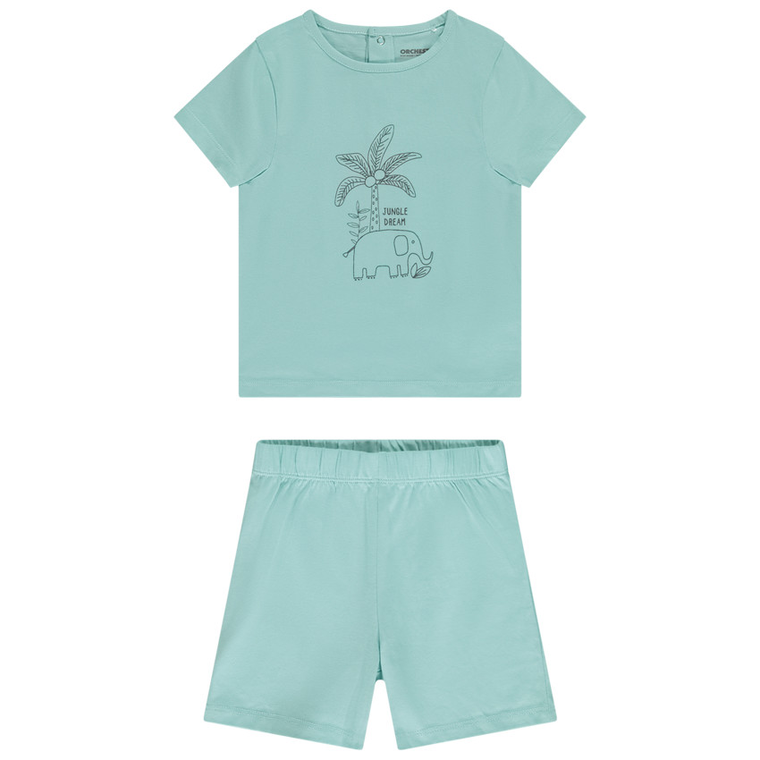 Set pyjama court print éléphant pour bébé garçon