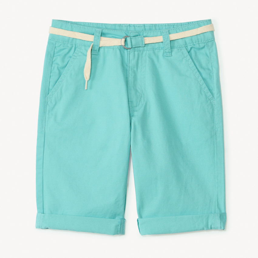 Bermuda uni en toile avec ceinture lacet pour garçon  