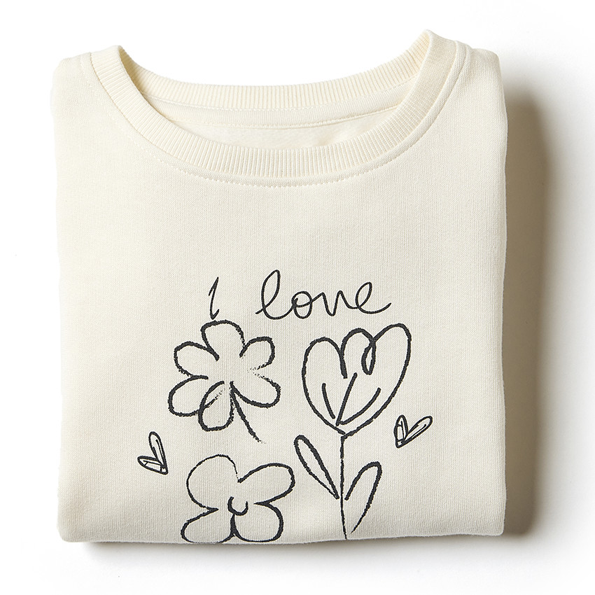 Sweat molleton print fleurs pour fille 
