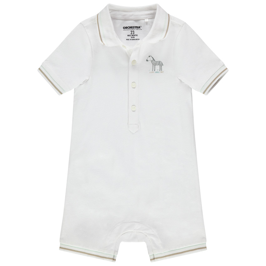 Combinaison courte en coton print zèbre pour bébé garçon 