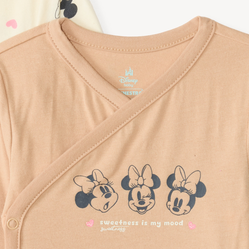 Lot de 3 bodies manches longues bébé fille print Minnie Disney (Finitions différentes selon l'âge) 