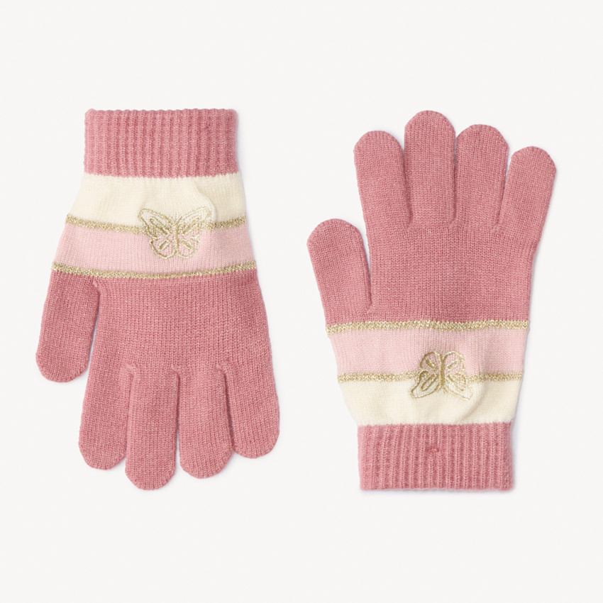 Gants en tricot effet colorblock pour fille