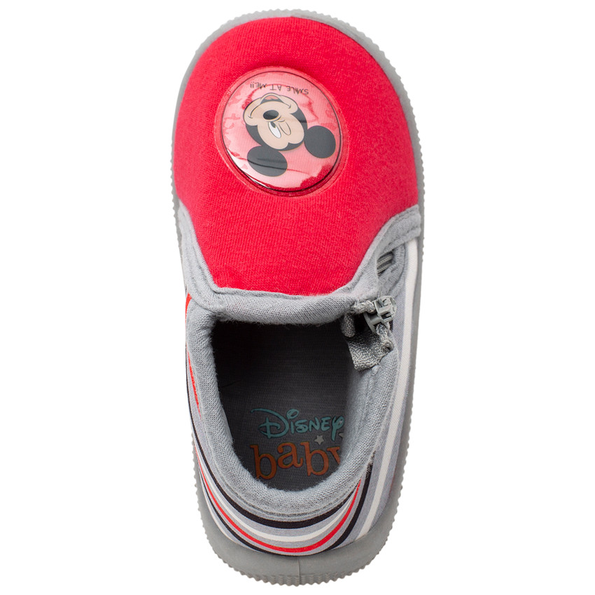 Chaussons bottillons rayés badge Mickey Disney pour bébé garçon 