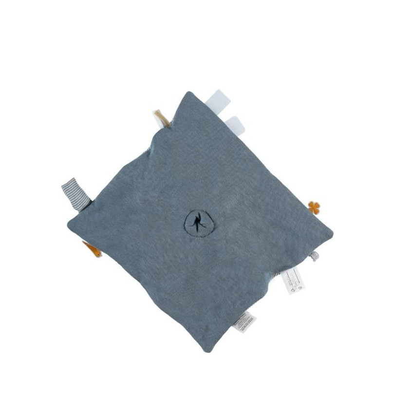 Doudou plat Paco 100% coton - Bleu 
