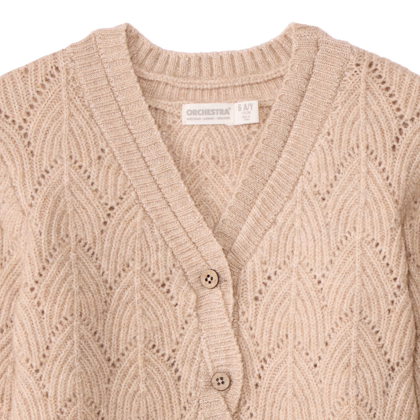 Gilet en tricot fantaisie avec ouverture en torsade pour fille  